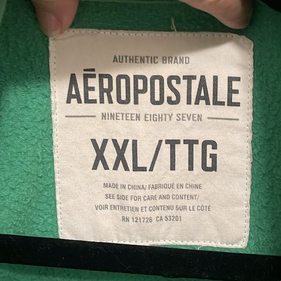 Aeropostale hoodie full zipper front men’s size XXL Green with logos, stained - Picture 2 of 14